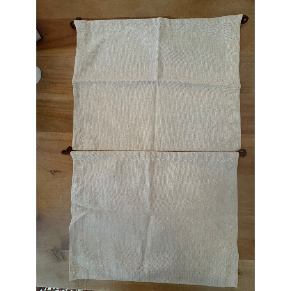 Set of 2 Hermès Drawstring Dustbags Bags Beige Dust 16"x13" Accessories w logo - Picture 7 of 7